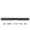 The back of a black soundbar is shown, with various connection ports and logos indicating its features. Anteprima dell’immagine prodotto