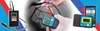 A collage of images showing a car paint thickness gauge and its use with a smartphone. Podgląd zdjęcia produktu
