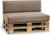 A sofa cushion set made from pallet wood and upholstered in brown corduroy fabric, shown against a white background. Náhled obrázku produktu