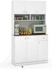 A white kitchen cabinet with a green microwave and various kitchen items on display. Produktbild-Vorschau