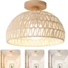 Rattan Hängelampe, E27 Deckenleuchte, Vintage Landhausstil, Produktbild-Vorschau 1