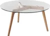 home24 Couchtisch - Glas / Eiche Massiv Produktbild-Vorschau 1