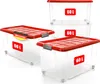 BigDean 4 Stück 60 L Aufbewahrungsbox mit Deckel groß rot - Produktbild-Vorschau 1