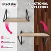 A split image showing two different mounting options for a wall shelf, with text highlighting features. Náhled obrázku produktu