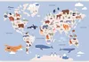 Vlies Fototapete - World Map With Animal Illustrations Produktbild-Vorschau 5
