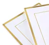 15er-Set Plastik-Servierschalen, 33x20x1,5 cm, weiß-gold Voir les images du produit