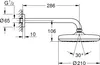 Technical drawing of a shower head with dimensions and angles. Produktbild-Vorschau