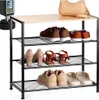 Półka na buty czarna metalowa 4-poziomowa z półką 60x30x57 Podgląd zdjęcia produktu 9