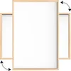 A whiteboard with a wooden frame is shown, with two smaller whiteboards positioned on either side, suggesting a modular or expandable system. Arrows indicate potential movement or adjustment. Produktbild-Vorschau