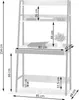 A diagram showing the dimensions of a desk with shelves. Podgląd zdjęcia produktu