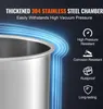 Close-up of a stainless steel chamber with blue lines indicating pressure resistance and feature icons. Náhled obrázku produktu