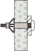 Diagram showing how a toggle bolt anchor is installed in a hollow wall. Produktbild-Vorschau