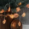 LED-Lichterkette mit Herzen - 10 warmweiße LED - Batteriebetrieb - Timer - 0,90m - kupferfarben Podgląd zdjęcia produktu