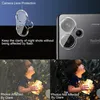 Collage showing a camera lens protector, a close-up of a phone camera, and two comparison photos of a child holding a glowing jar. Produktbild-Vorschau