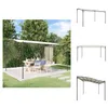 A patio set with a white canopy over a table and chairs, set on a paved area surrounded by grass and greenery. Produktbild-Vorschau