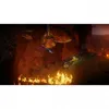 A video game scene with a character jumping over fire in a cave-like environment. Produktbild-Vorschau