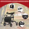 składany rollator 2 w 1, transportowy wózek inwalidzki z Podgląd zdjęcia produktu 3