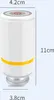 A white vacuum sealer with a yellow band and a power button on top, with measurement labels on the side. Produktbild-Vorschau