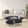 Oval Couchtisch aus Glas mit 2 Ebenen,Beistelltisch mit Produktbild-Vorschau 2