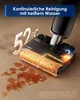 A floor cleaning device is shown cleaning a spill on a wooden floor, with a graphic indicating hot water cleaning. Náhled obrázku produktu