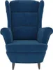 vidaXL Fauteuil à oreilles avec tabouret bleu velours Voir les images du produit 4
