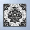 Deko Glasuhr Wanduhr 30x30 Damask Weiß Grau Quarz Küchenuhr Produktbild-Vorschau 1