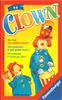 A colorful illustration of two clowns, one larger and playing a drum, the other smaller and holding a dice. The background is yellow with a red border. Text and the Ravensburger logo are visible. Produktbild-Vorschau