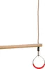 A wooden bar with a red ring hanging from a rope, isolated on a white background. Anteprima dell’immagine prodotto
