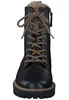 A close-up front view of a black lace-up boot with a thick sole and shearling lining. Produktbild-Vorschau