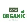 The image displays the brand name 'koziol' in a green rectangle above the word 'ORGANIC' in large green letters. Below 'ORGANIC' is the text '100% RECYCLABLE'. A green leaf-like shape is positioned to the right of 'ORGANIC'. Náhled obrázku produktu