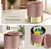 tectake® Sitzhocker mit Stauraum Sarina in Samtoptik Produktbild-Vorschau 4