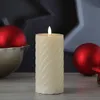 LED Stumpenkerze TWIST - Echtwachs - warmweiße 3D Flamme - H: 17,5cm - Batterie - Timer - creme Produktbild-Vorschau