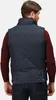 Back view of a man wearing a navy blue quilted vest over a burgundy sweater. Voir les images du produit