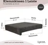A diagram showing the dimensions of a cushion, with a cushion in the foreground. Anteprima dell’immagine prodotto