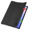 A black tablet case is shown partially open, revealing a tablet screen. Produktbild-Vorschau