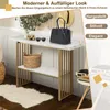 COSTWAY 2-stöckiger Konsolentisch, Marmormuster Couchtisch Produktbild-Vorschau 3