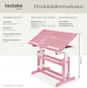 A diagram showing the dimensions of a pink and white desk. Náhled obrázku produktu