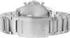 The back view of a silver metal watch band and clasp. Voir les images du produit