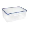 A clear, studio shot of a transparent food storage container with a blue lid, presented on a white background. Náhľad obrázku produktu
