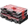 A stack of three modular toolboxes with clear lids and red compartments. Anteprima dell’immagine prodotto