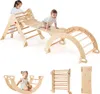 Children playing on a wooden climbing structure indoors. Produktbild-Vorschau