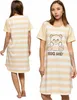 Adorable Ladies' Striped Teddy Bear Nachthemd Pyjamas Produktbild-Vorschau 1