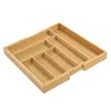 An empty bamboo cutlery organizer with multiple compartments, shown from a diagonal top-down view against a white background. Podgląd zdjęcia produktu