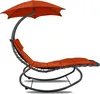 A single outdoor lounge chair with an umbrella, presented against a white background. Produktbild-Vorschau