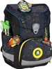 A children's school backpack with a space-themed design and various attached charms. Voir les images du produit