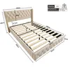A diagram of a bed frame with dimensions and specifications. Voir les images du produit