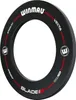 A black dartboard surround with red and white text and logos. Produktbild-Vorschau