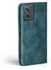 A teal-colored flip case for a smartphone is shown from the side. Produktbild-Vorschau