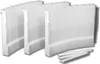 Several white styrofoam panels for a curved bathtub surround are arranged diagonally, with some smaller pieces in the foreground. Produktbild-Vorschau