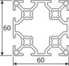 Länge 700mm - Aluminiumprofil 60x60L B-Typ Nut 8 (leicht), Produktbild-Vorschau 2